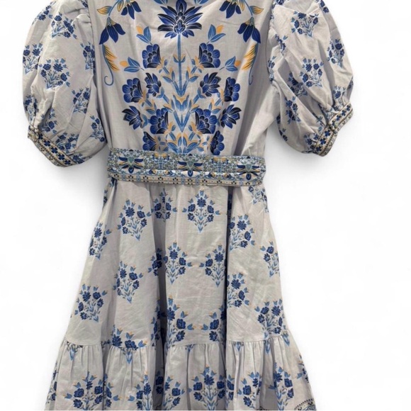 Blue and White Floral Kids Dress - Picture 2 of 7